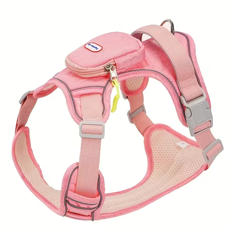 🐕 Dog Harness with Backpack Attachment – Breathable Comfort Fit, No-Pull Design