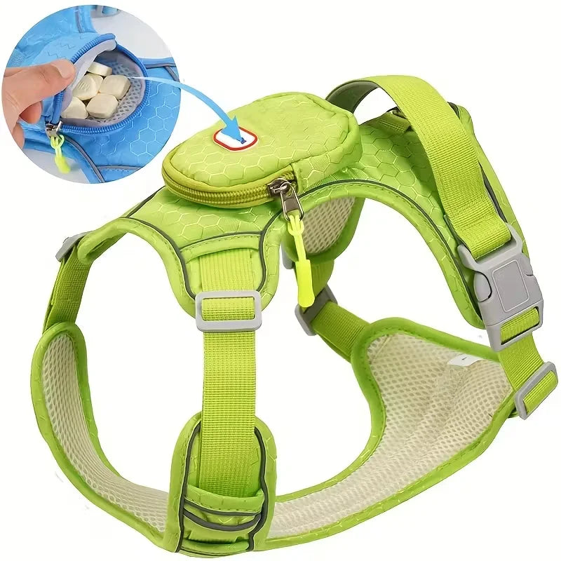 🐕 Dog Harness with Backpack Attachment – Breathable Comfort Fit, No-Pull Design