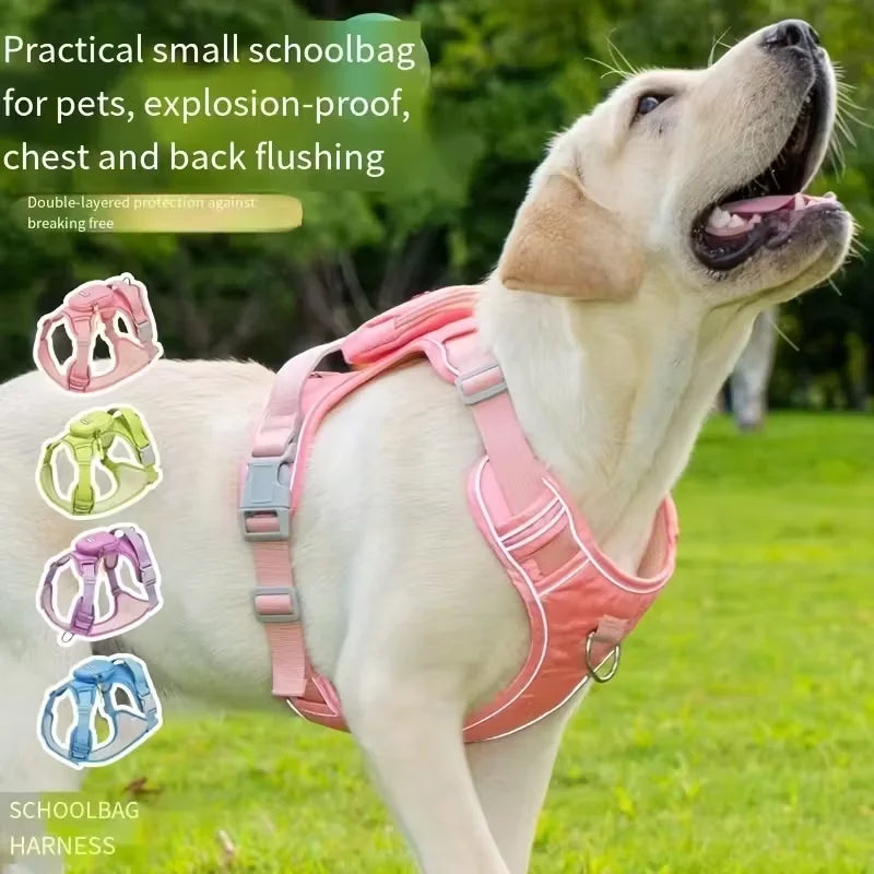 🐕 Dog Harness with Backpack Attachment – Breathable Comfort Fit, No-Pull Design