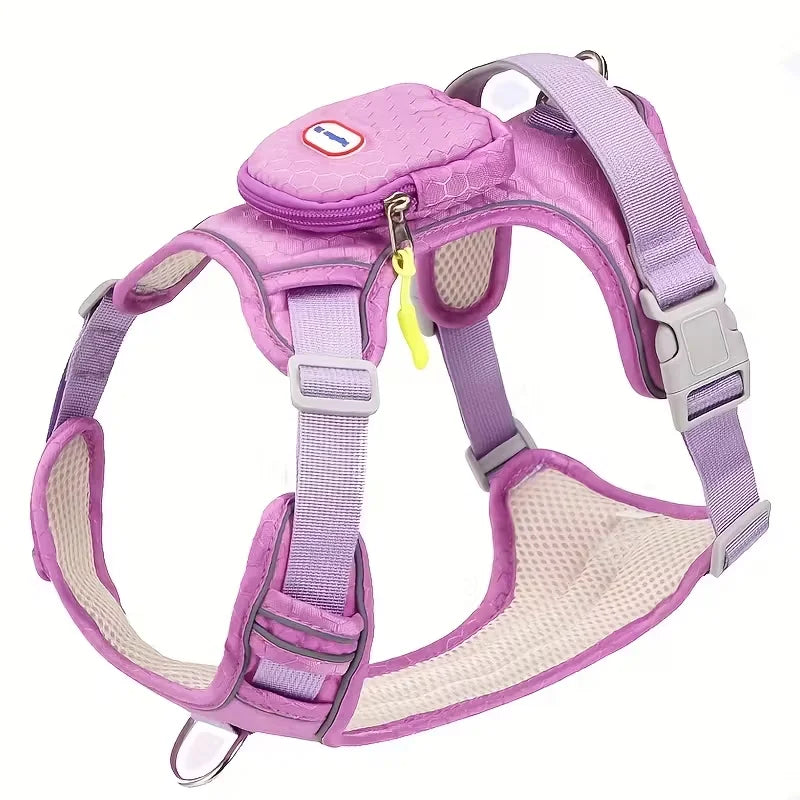🐕 Dog Harness with Backpack Attachment – Breathable Comfort Fit, No-Pull Design
