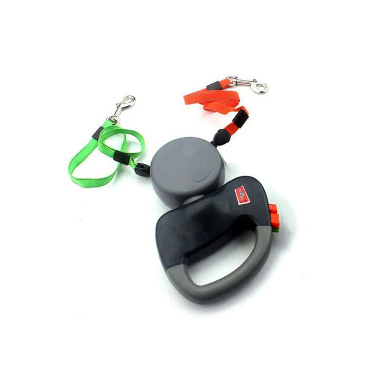 Dual Retractable Dog Leash for Two Dogs – 3m Automatic Double-Headed Leash