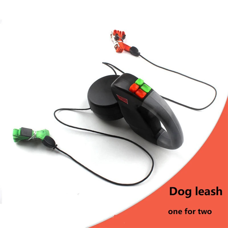 Dual Retractable Dog Leash for Two Dogs – 3m Automatic Double-Headed Leash
