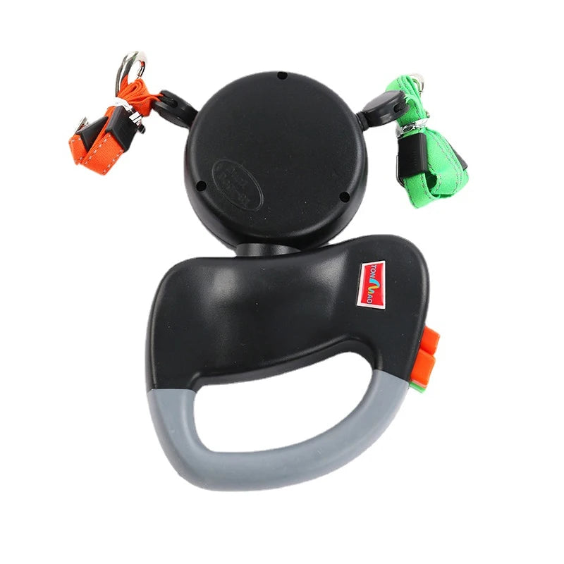 Dual Retractable Dog Leash for Two Dogs – 3m Automatic Double-Headed Leash