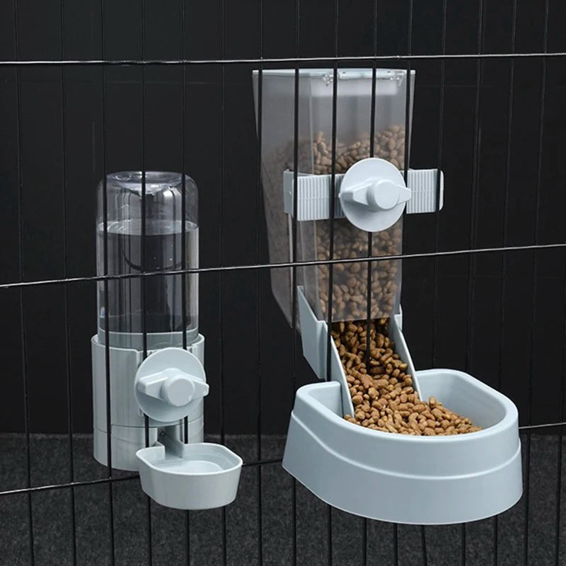 🐾 Cage Hanging Automatic Pet Feeder & Water Bottle Dispenser