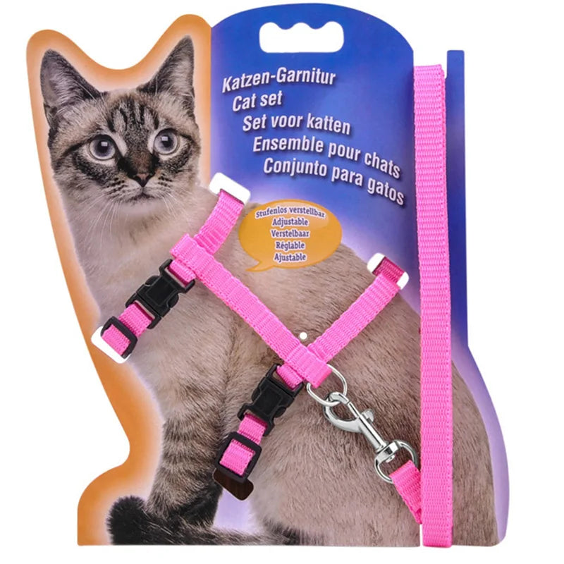 🐱 Adjustable Cat Harness & Leash Set – Comfortable Nylon Design (5 Colors)