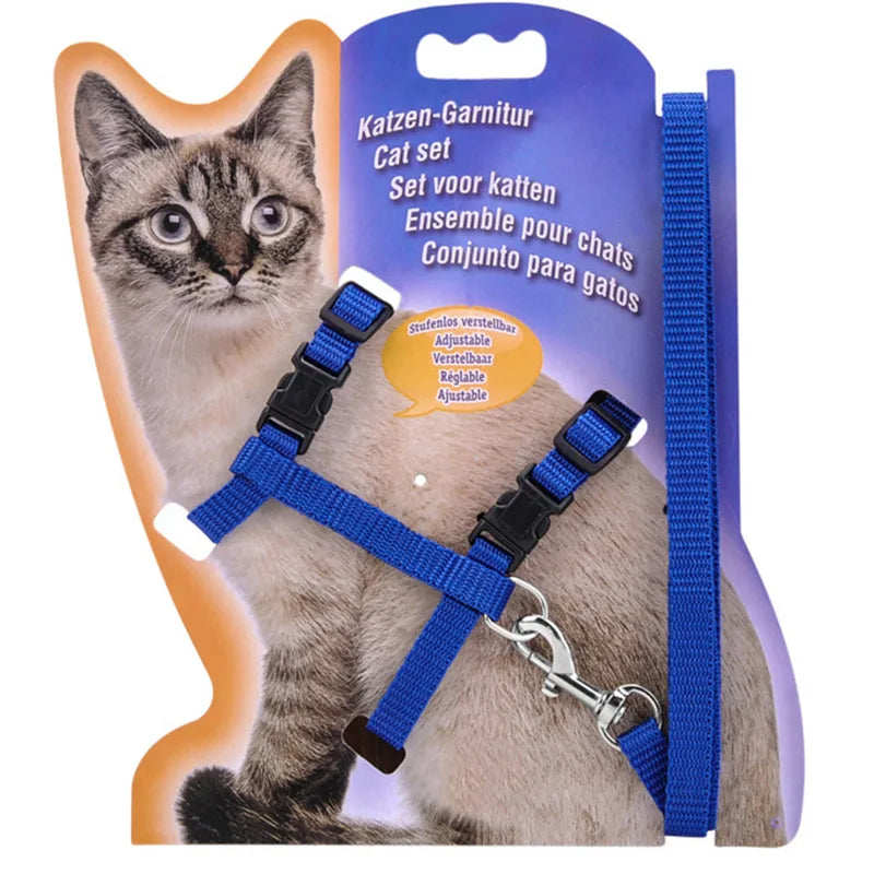 🐱 Adjustable Cat Harness & Leash Set – Comfortable Nylon Design (5 Colors)