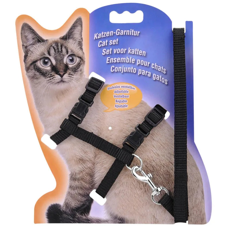 🐱 Adjustable Cat Harness & Leash Set – Comfortable Nylon Design (5 Colors)