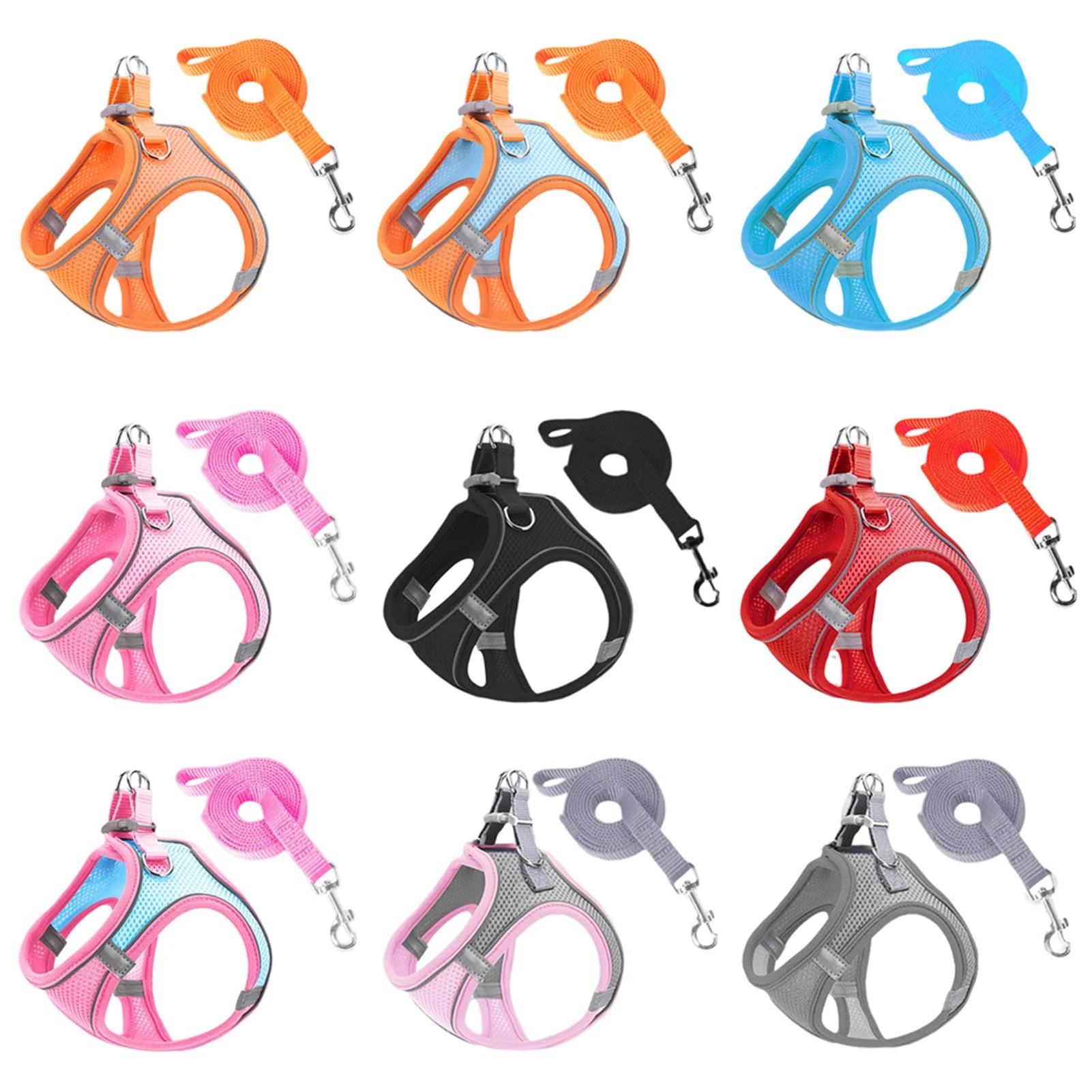 🐾 Reflective Breathable Pet Harness & Leash Set