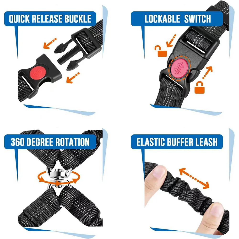 🚗🐶 Double-Headed Dog Safety Harness – Car Headrest Seat Belt