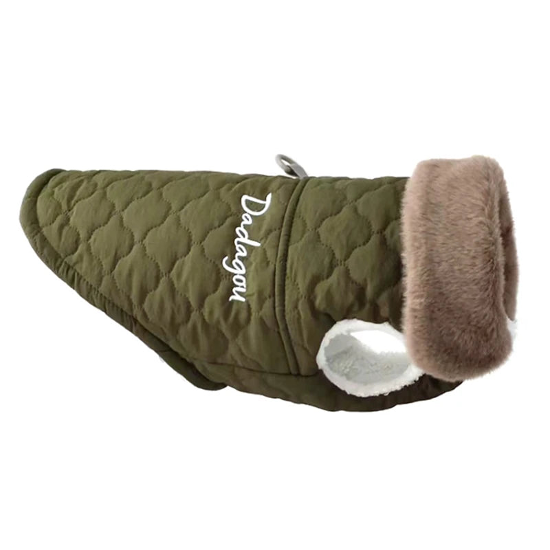 🧥 Waterproof Fur Collar Dog Jacket – Winter Warm Fleece Coat