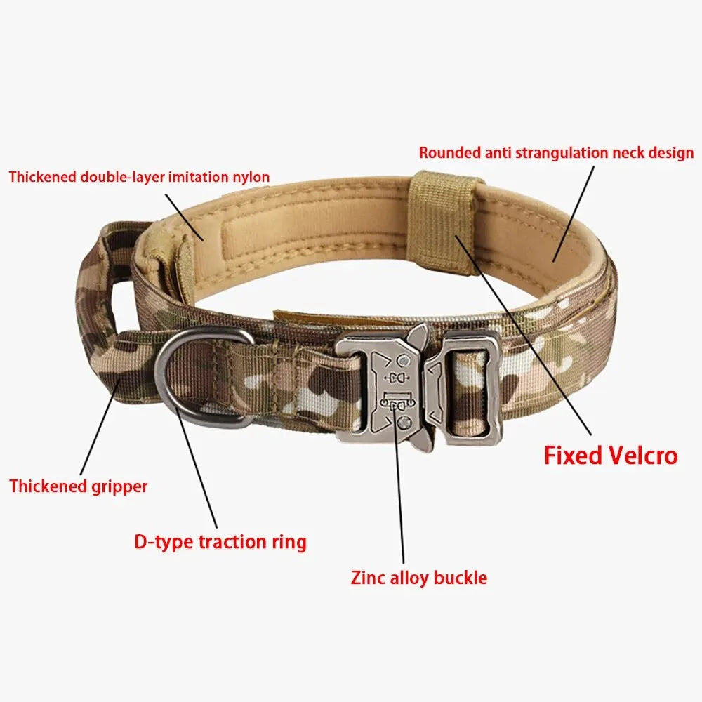 🪖 Outdoor Tactical Dog Collar – Heavy Duty Edition