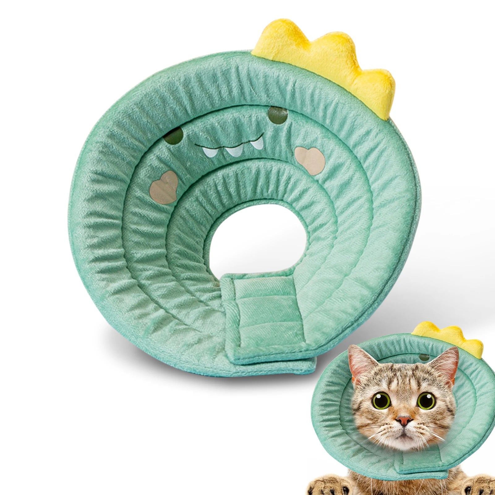 🦖 Dinosaur Cat Recovery Cone – Soft Adjustable Protective Collar