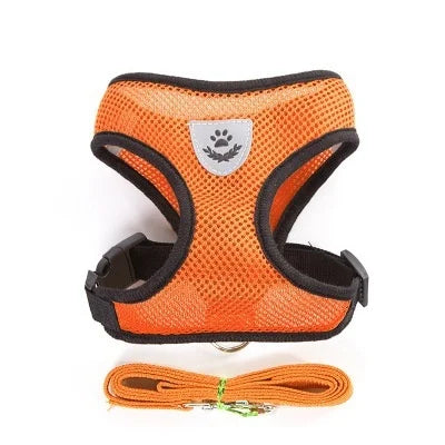 🐾 Breathable Cat & Dog Harness with Leash – Adjustable Reflective Mesh Vest