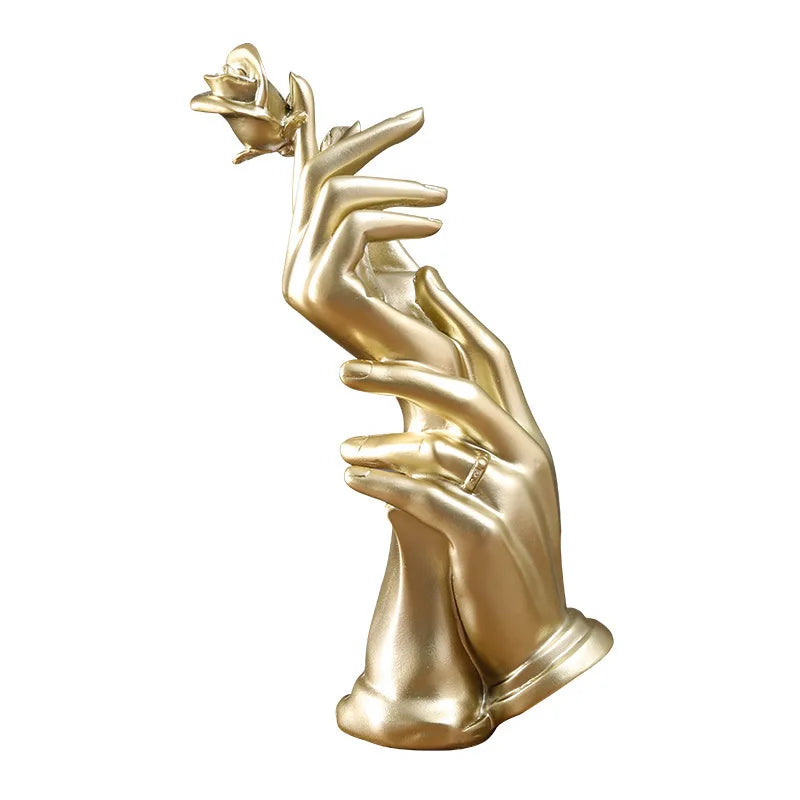 ✨ Elegáns Modern Díszszobor – Arany / Champagne – Romantikus Kézszobor✨