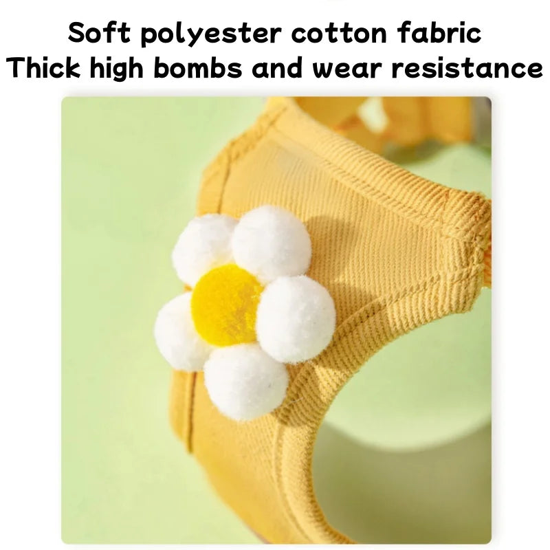 🌼 Cute Floral Dog & Cat Harness – Adjustable Chest Vest