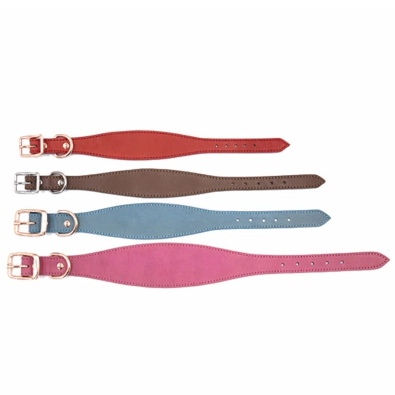 🐾 Wide Padded Genuine Leather Dog Collar