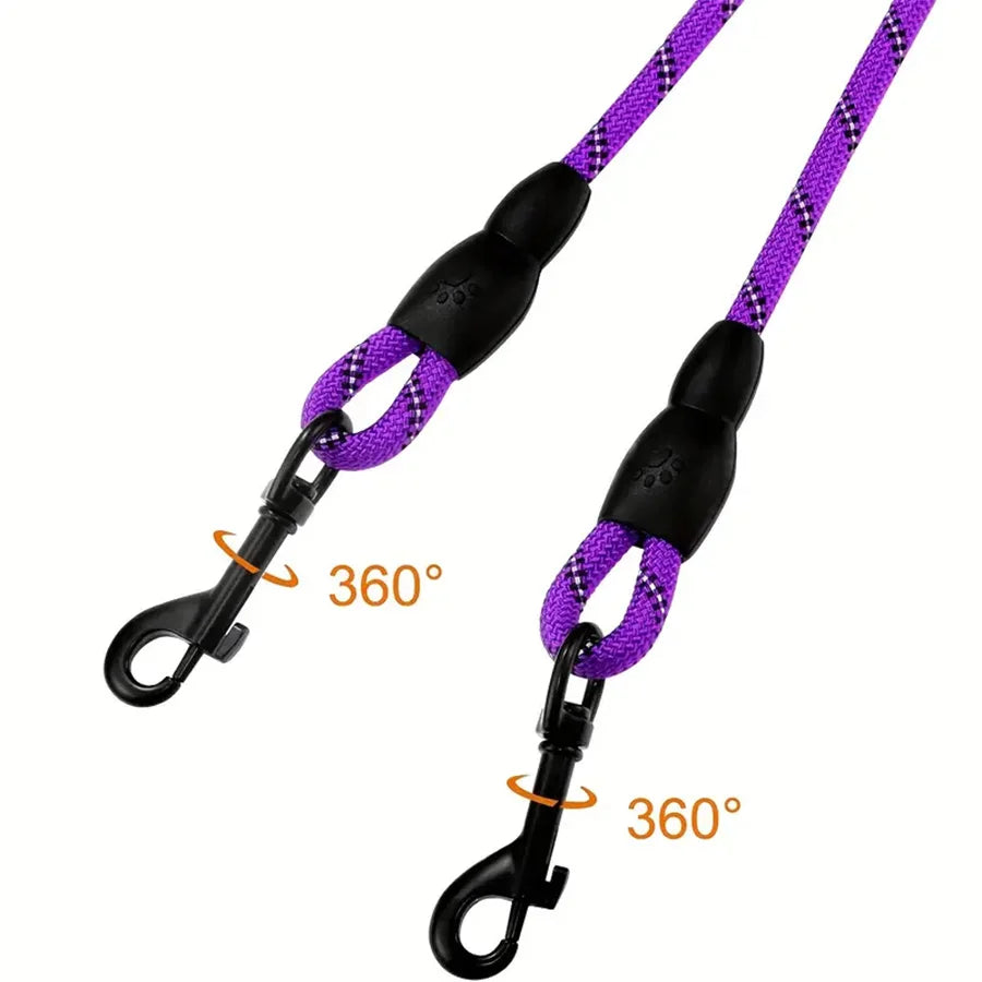Dual Dog Leash – 360° Swivel No-Tangle Walking Leash for Small Dogs