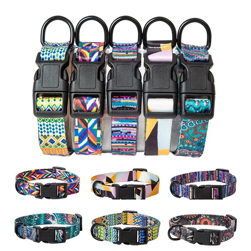 🌿 Bohemian Style Dog Collar & Leash Set