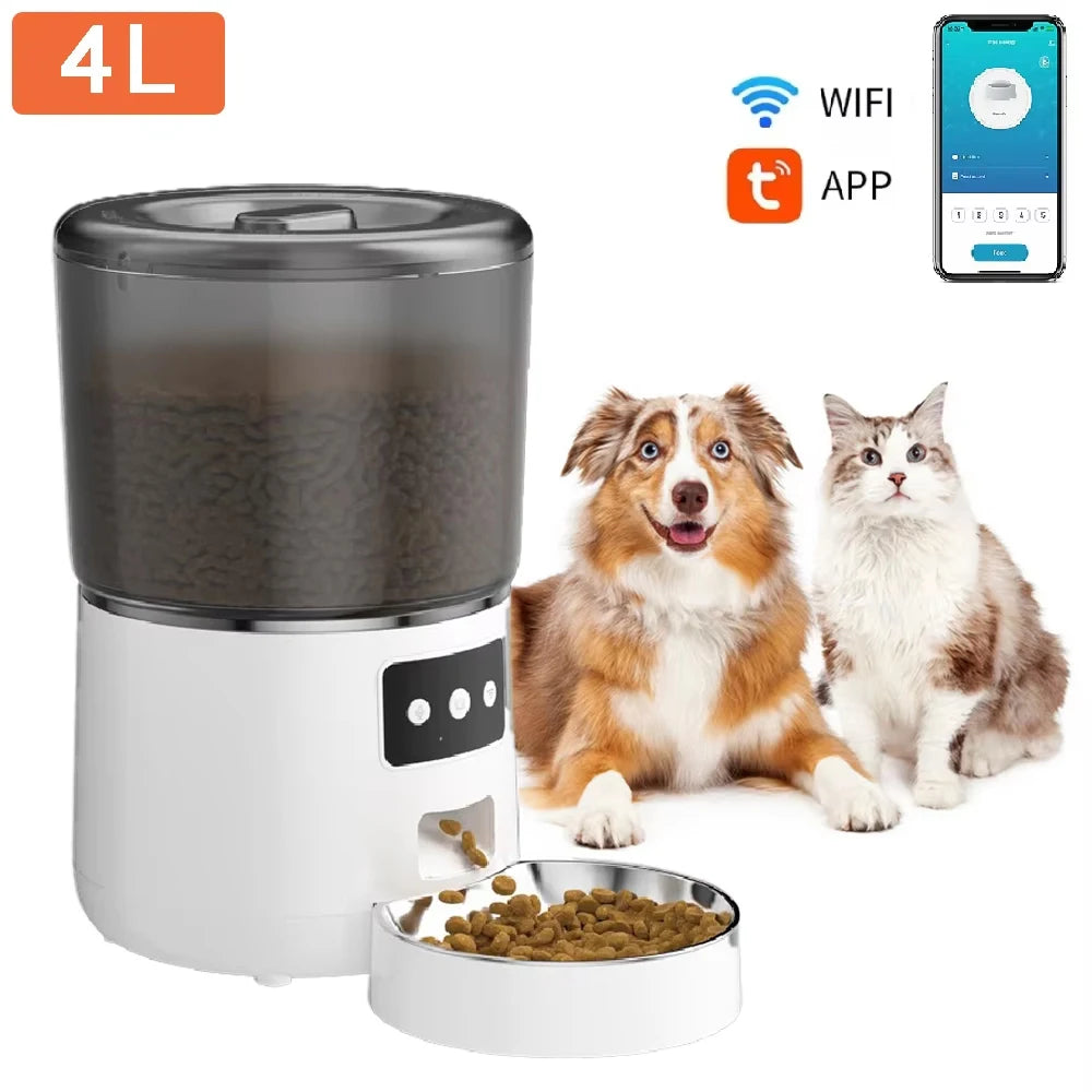🐾 Automatic Pet Feeder 4L – Smart Timer Tuya Control Food Dispenser for Dogs & Cats