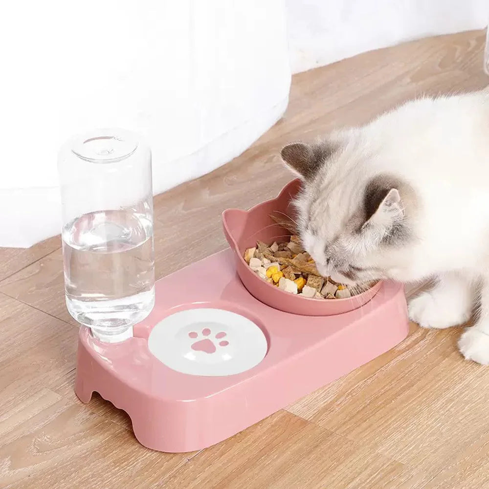 🐾 Double Bowl Pet Feeder with Automatic Water Dispenser