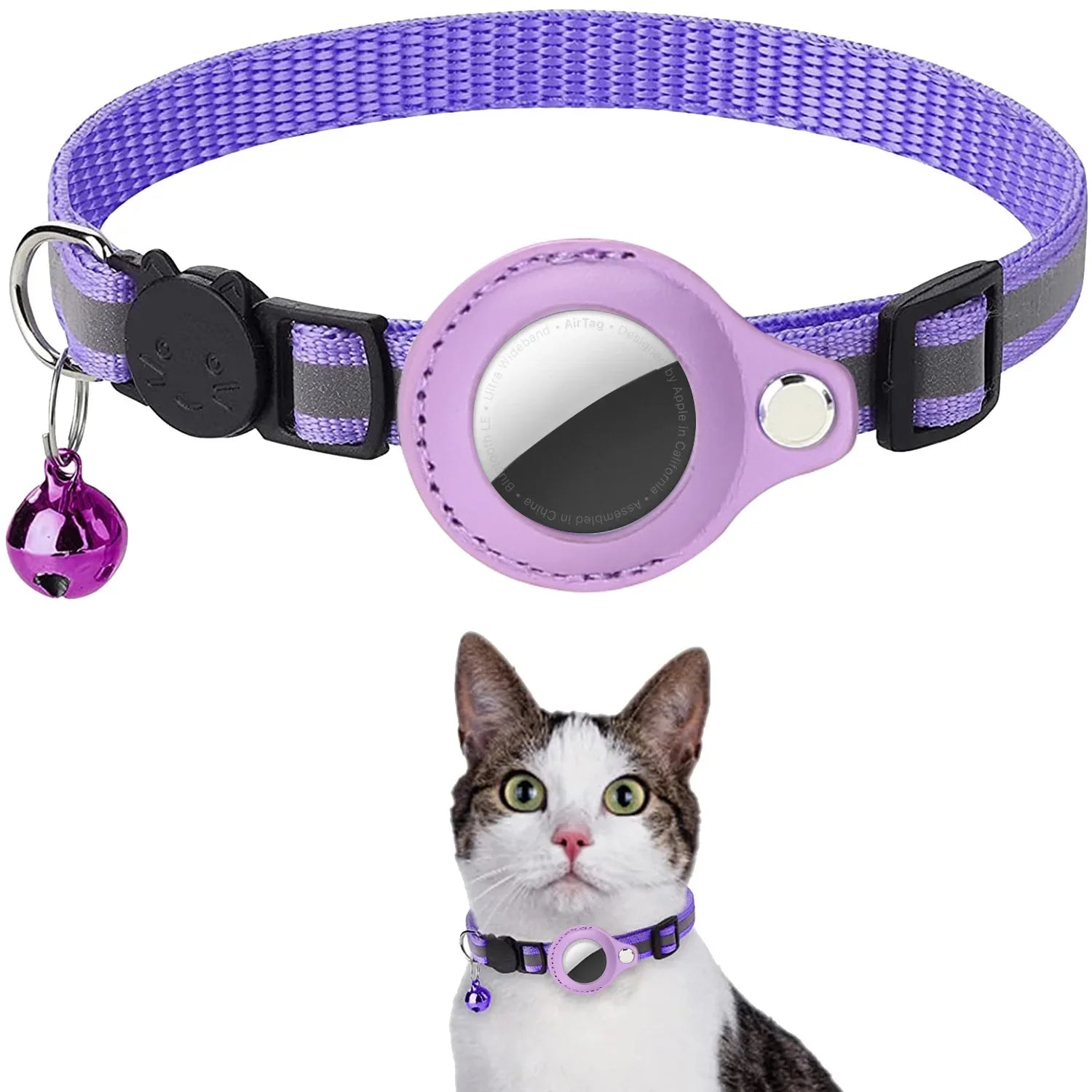 🐾 Cat AirTag Holder Collar – Breakaway & Reflective