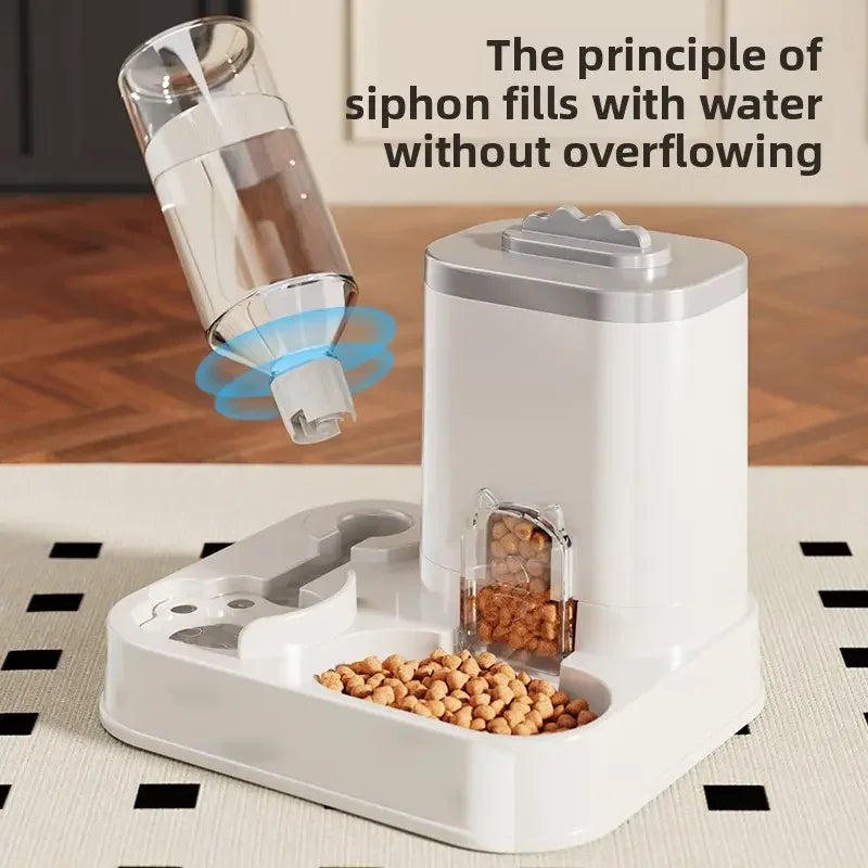 🐾 Automatic Cat & Dog Water Dispenser with Integrated Food Basin – No Batteries Needed