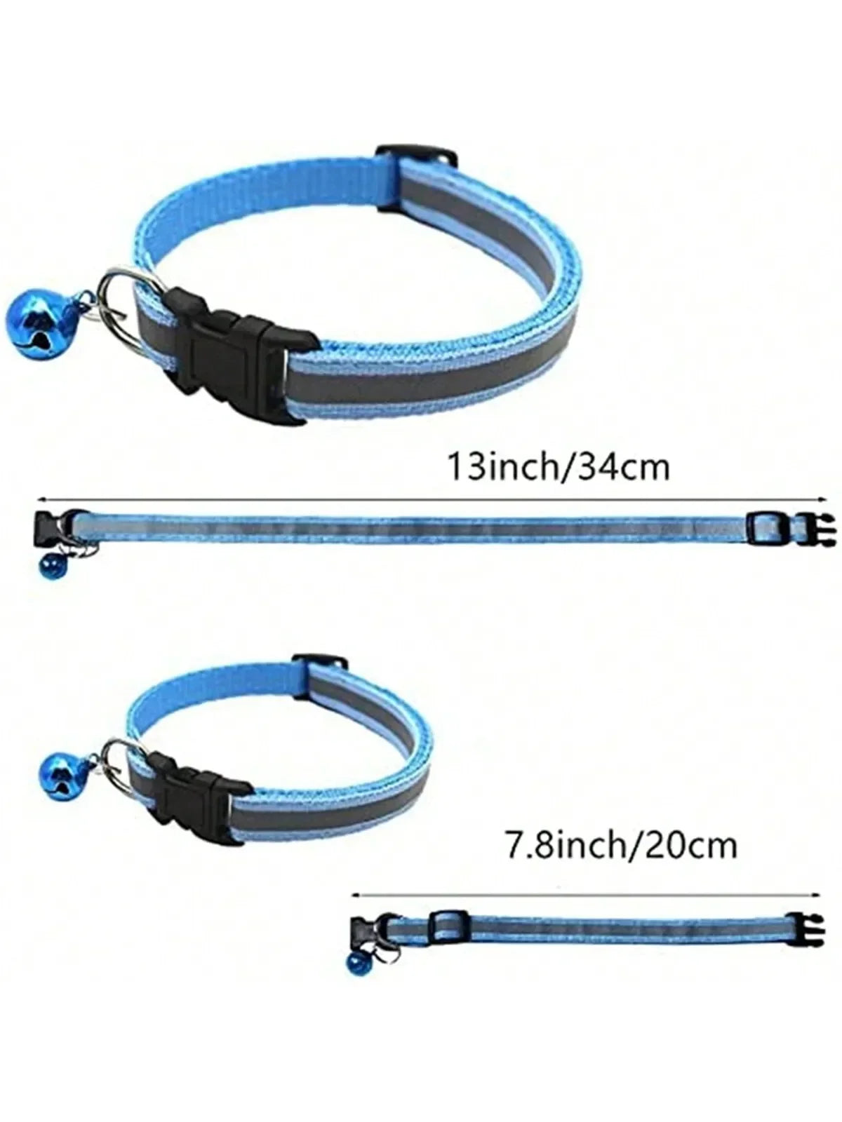🐾 3-Pack Reflective Pet Collars with Safety Buckle & Bell