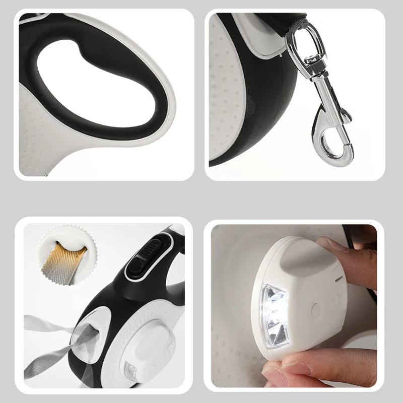 5M / 8M Retractable Dog Leash with Poop Bag Dispenser – Strong, Comfortable & Easy Control