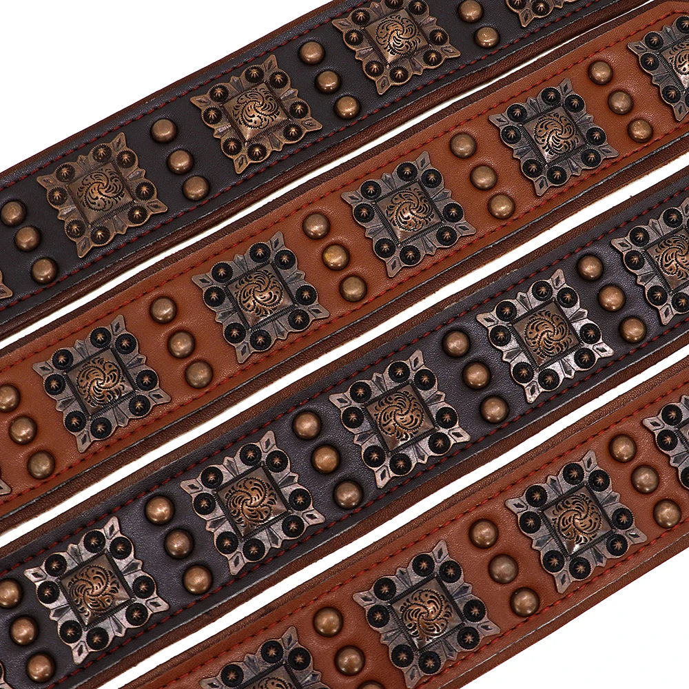 🐕 Cool Spiked Genuine Leather Dog Collar