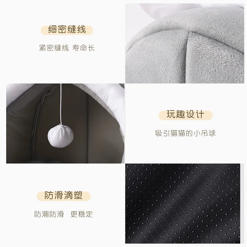 Extra Puha Melegítő Kisállat Fekhely – Zárt, Biztonságos Kuckó 🌙