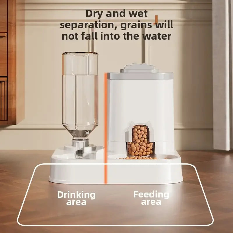 🐾 Automatic Cat & Dog Water Dispenser with Integrated Food Basin – No Batteries Needed
