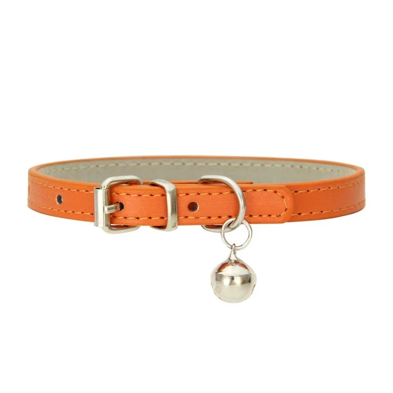 🔔 PU Leather Pet Collar with Bell