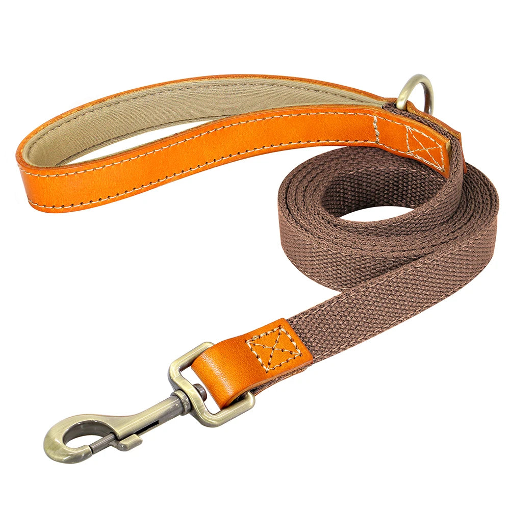 150cm Durable Nylon Dog Leash with PU Leather Handle – Comfortable & Strong for Daily Walks