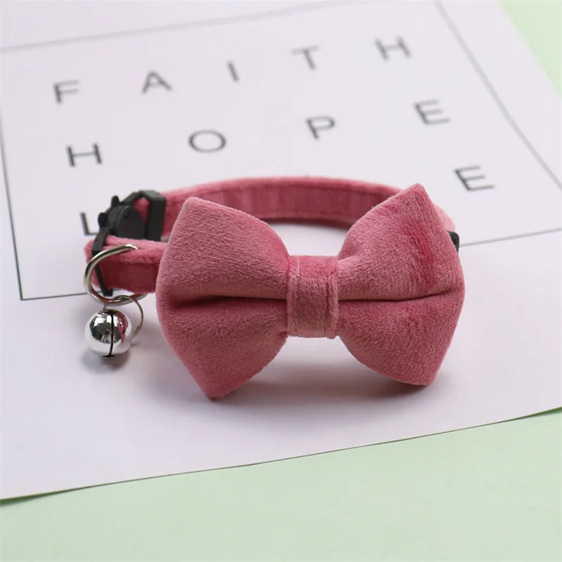 🎀 Velvet Cat Collar with Bow & Bell