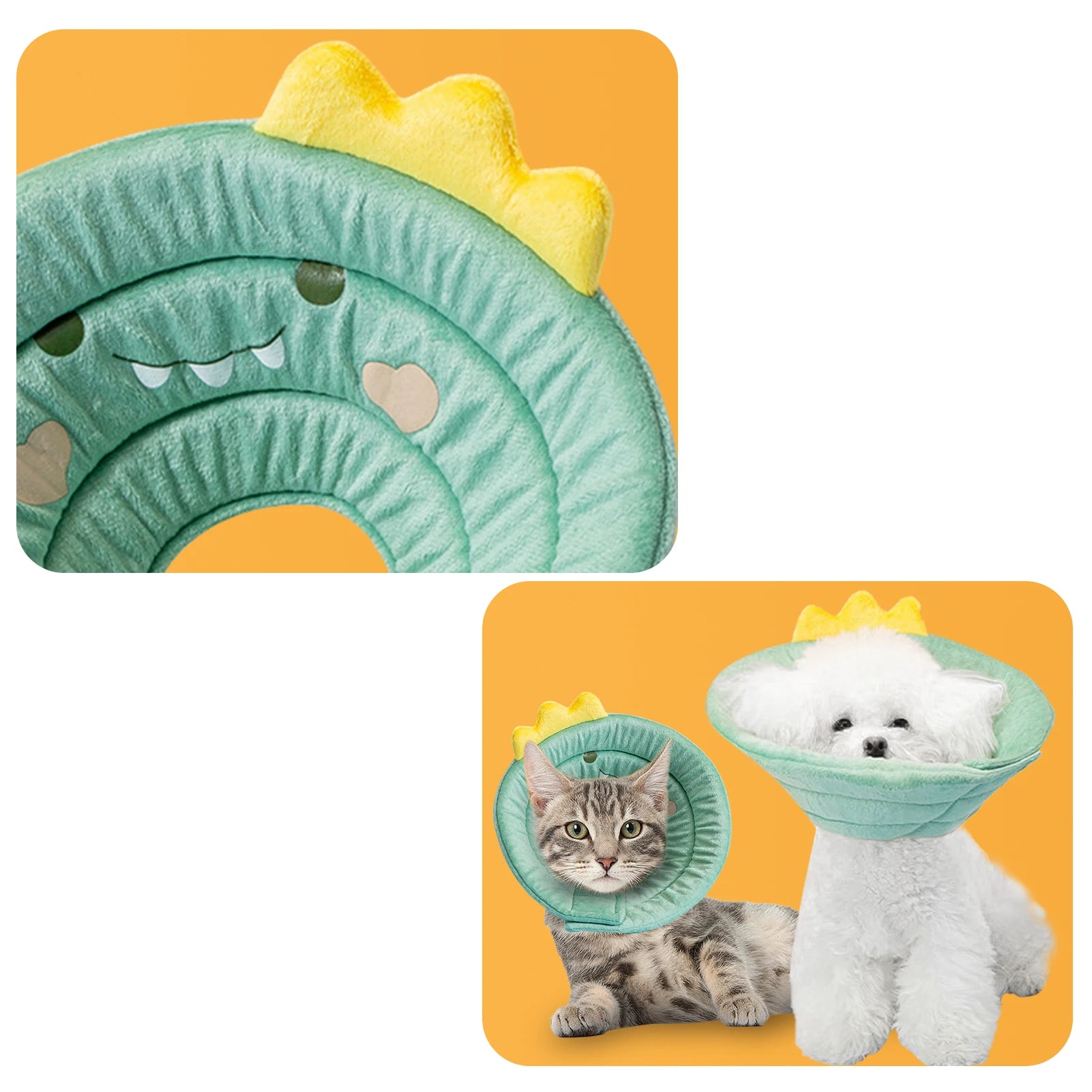 🦖 Dinosaur Cat Recovery Cone – Soft Adjustable Protective Collar