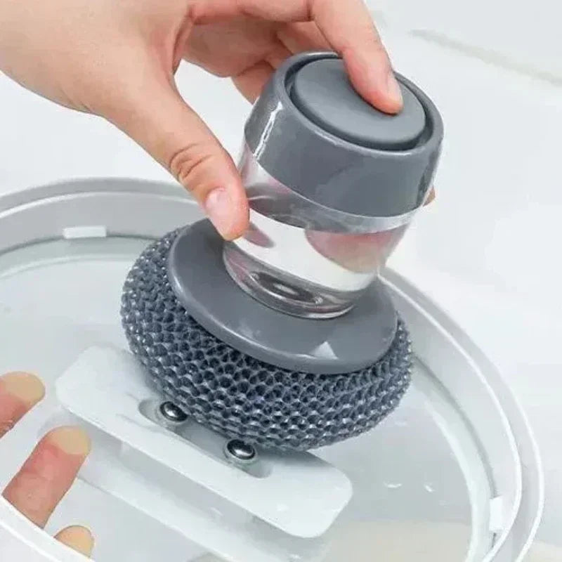 ✨Praktikus Konyhai Tisztítókefe – Beépített Szappanadagolóval, Cserélhető Fejjel✨