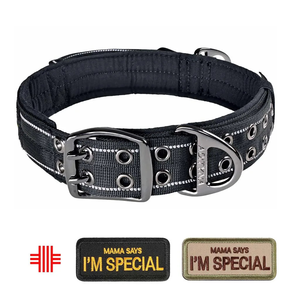 🐕 Erős, fényvisszaverős kutya nyakörv fogantyúval – nagytestű kutyáknak 🐕