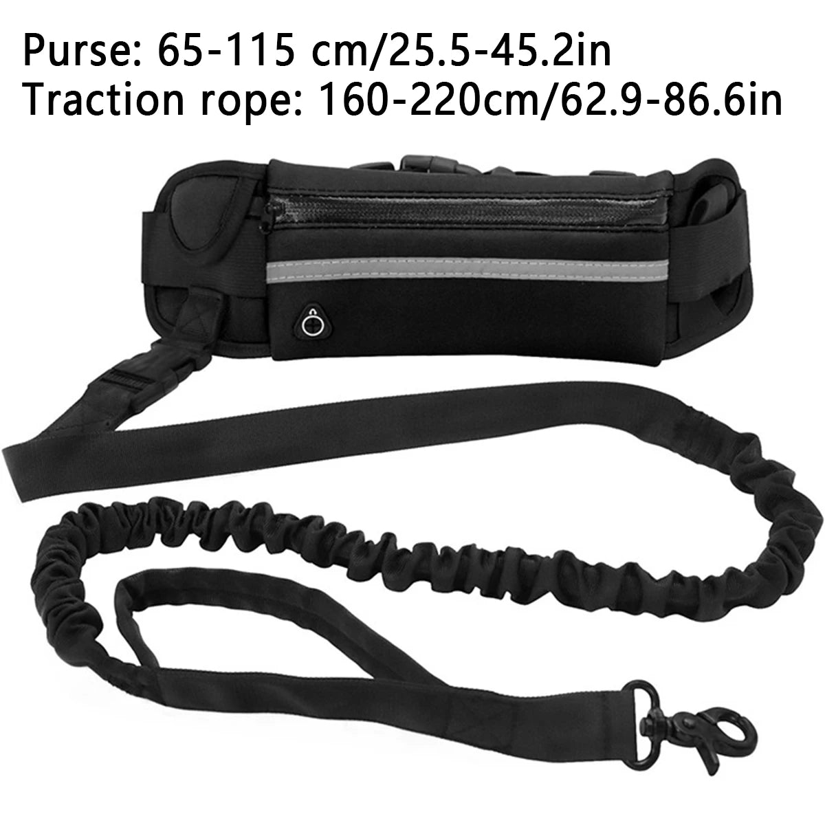 Hands Free Dog Leash for Running & Walking – Reflective Elastic Leash with Adjustable Waist Belt and Storage Bag
