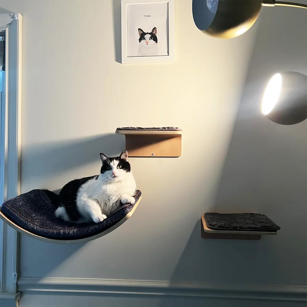 🐈 Prémium Fa Fali Macska Lépcső & Pihenőpolc – Strapabíró, Biztonságos & Stílusos Macskabútor 🐈