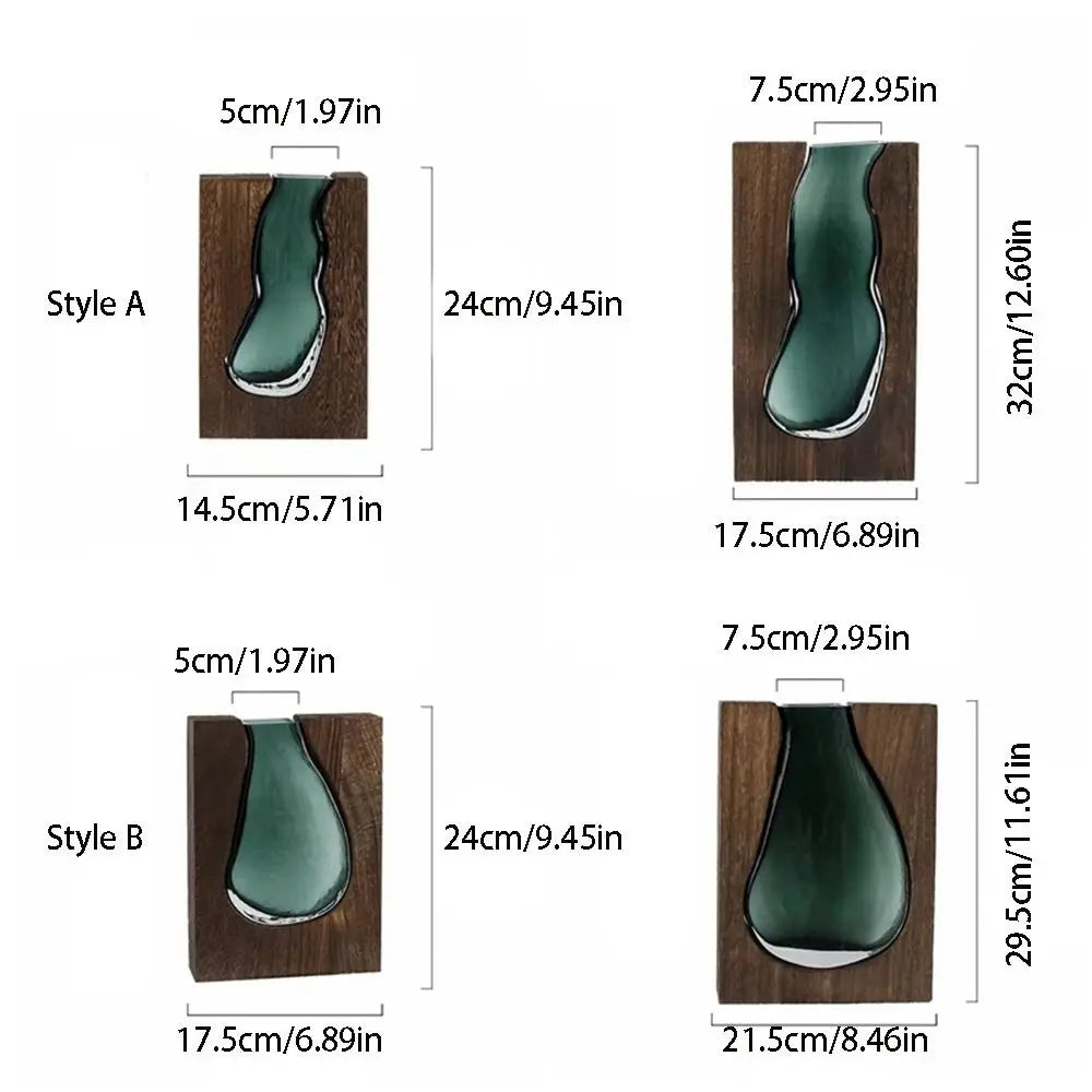 🔹Modern Fa-Üveg Dekor Váza – Kreatív Hidroponikus Virágtartó Lakásdekoráció🔹