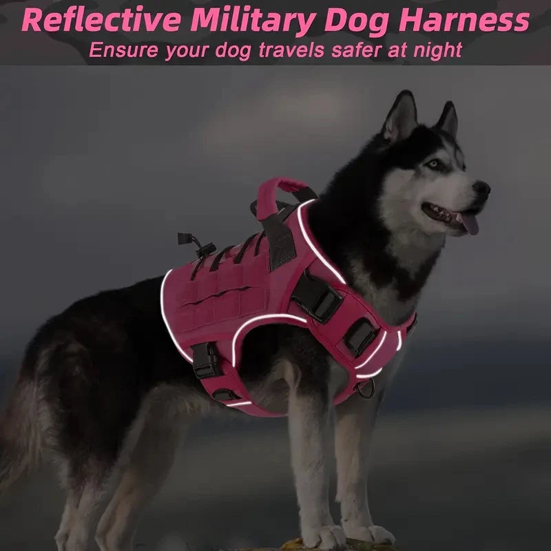 🐕 Tactical Dog Harness for Large Dogs – No Pull & Military Style
