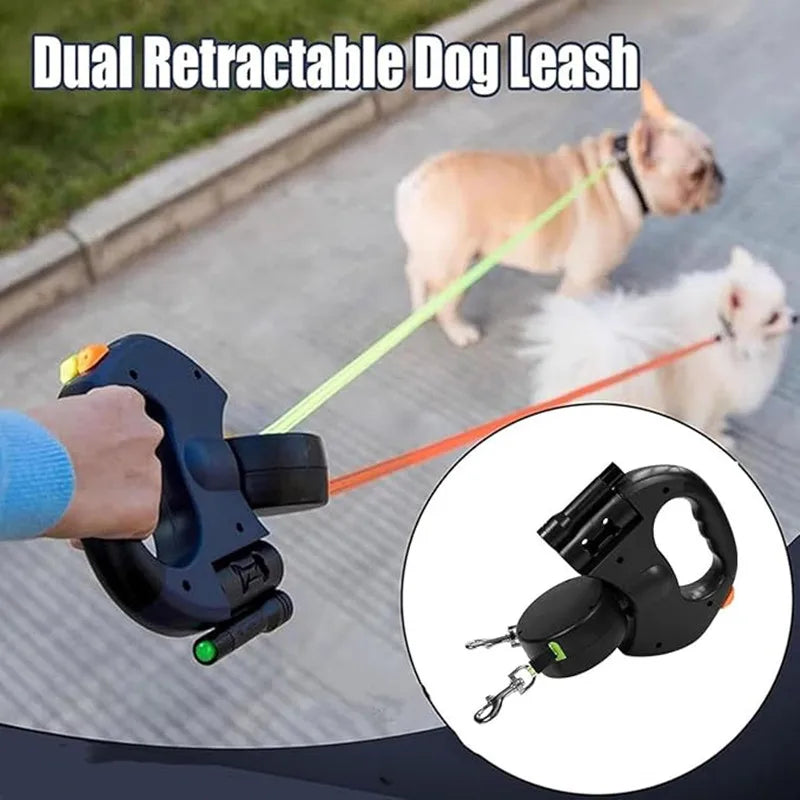 Double Dog Leash for Two Dogs – Tangle-Free 360° Swivel, Comfortable Handle