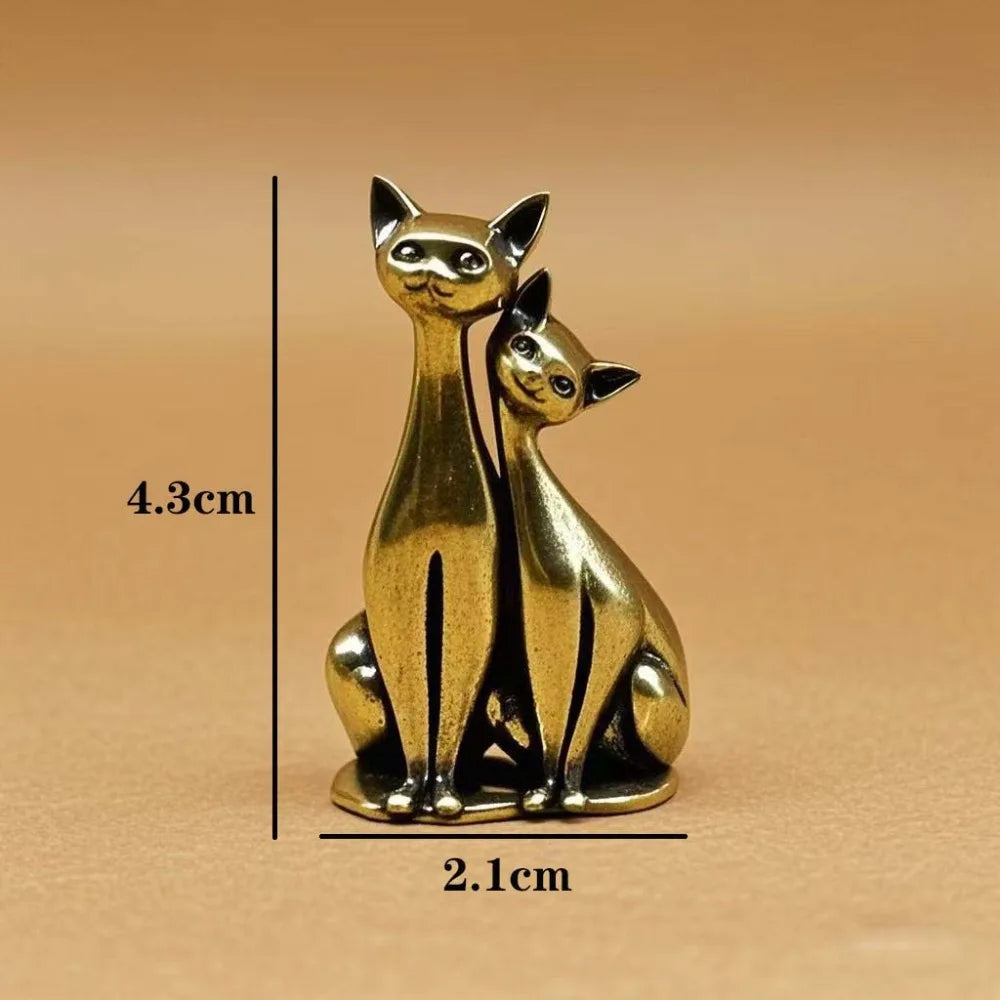 Vintage Ölelő Macskák — Kézzel Készített Réz Dekorszobor