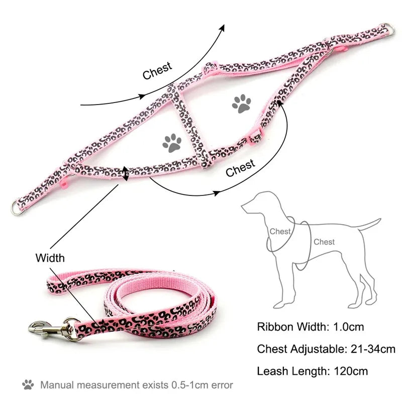 🐕 Fashion Adjustable Harness & Leash Set for Small Dogs & Cats