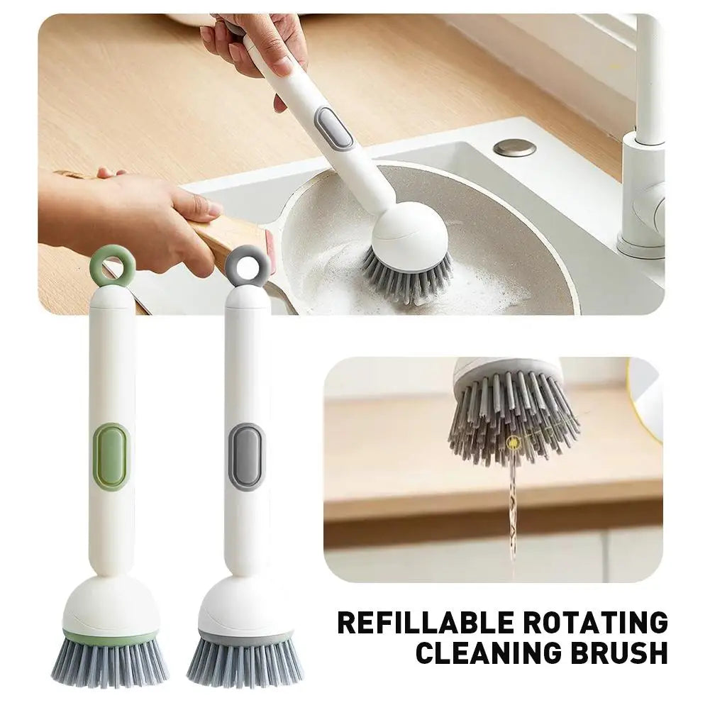 🔹Prémium Forgófejes Mosogatókefe – Hosszú Nyelű, Beépített Folyadéktartállyal | Modern Konyhai Tisztítóeszköz🔹