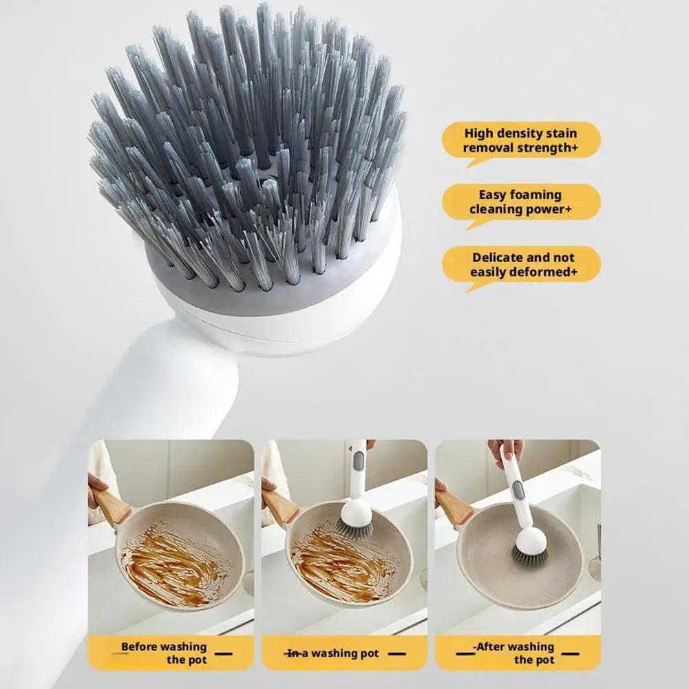 🔹Prémium Forgófejes Mosogatókefe – Hosszú Nyelű, Beépített Folyadéktartállyal | Modern Konyhai Tisztítóeszköz🔹