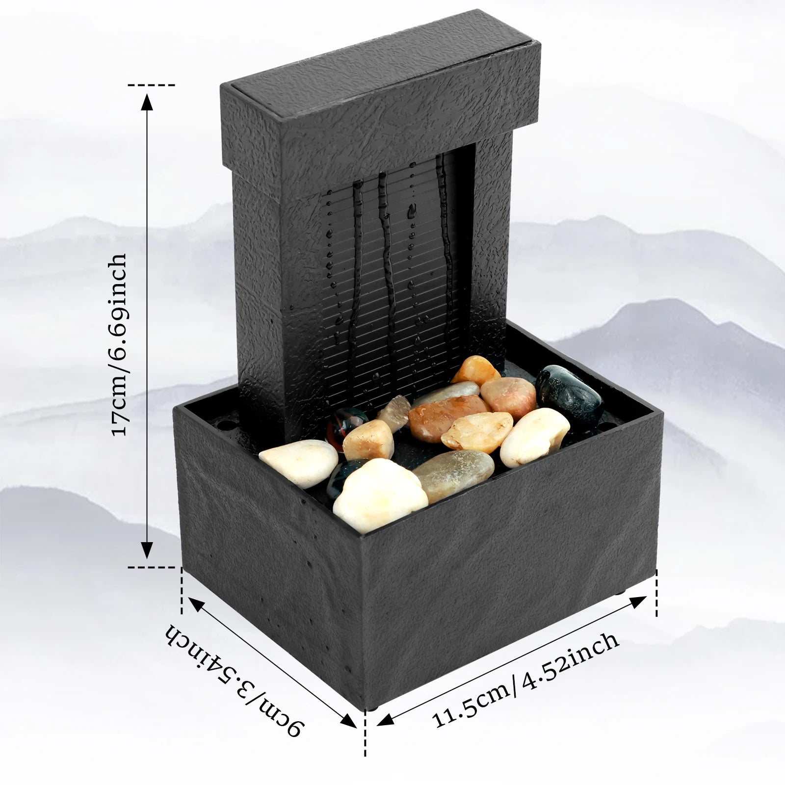 🔹Asztali LED Vízimalom Szökőkút – Relaxációs Otthoni Dekor, Folyóvíz Hatással🔹