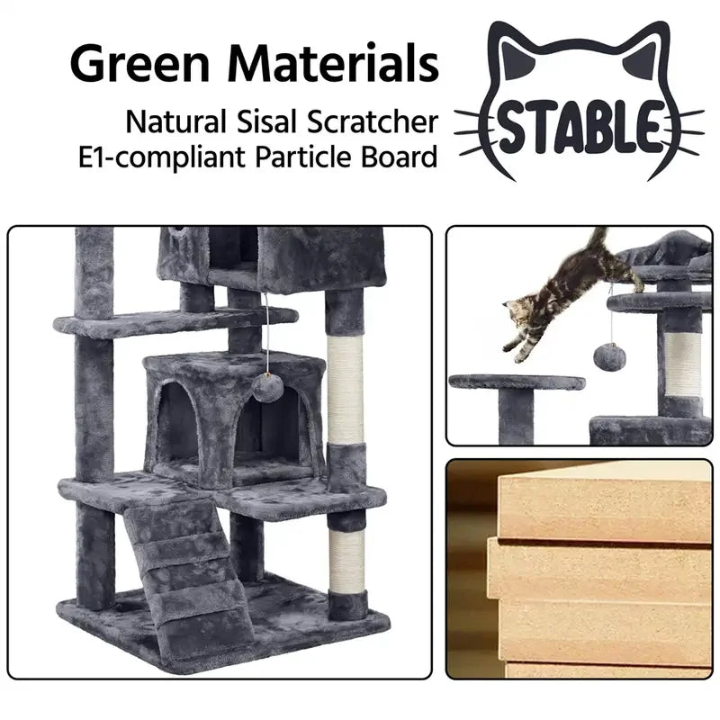 🐾 Prémium Többszintes Macskafa & Kuckó – Stabil, Tartós, Kaparófákkal és Pihenőszintekkel