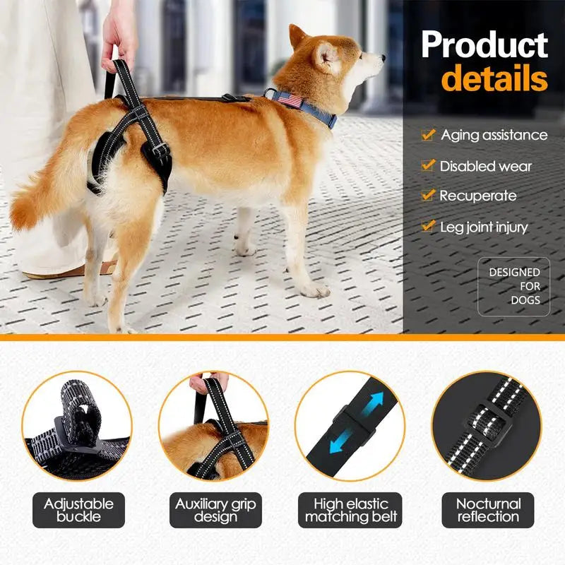 🐕‍🦺 Adjustable Dog Lift Harness – Comfortable Support for Back Legs