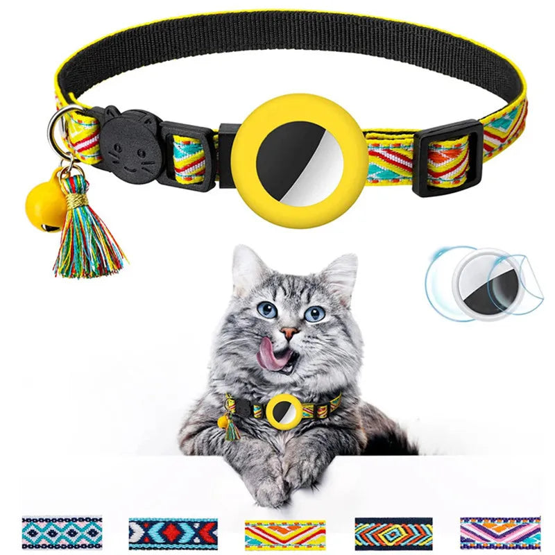 🛰️ Detachable Cat Collar with AirTag Holder – Reflective & Breakaway